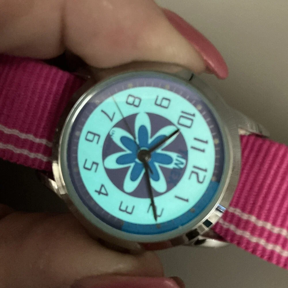 Timex Girls Watch 31mm Floral Dial Pink Nylon Indiglo WR 30M New Battery